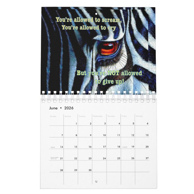 2019 Zebra Calendar (Jun 2026)