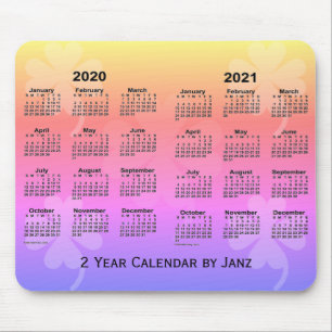 2020-2021 Rainbow Clovers 2 Year Calendar by Janz Mouse Pad