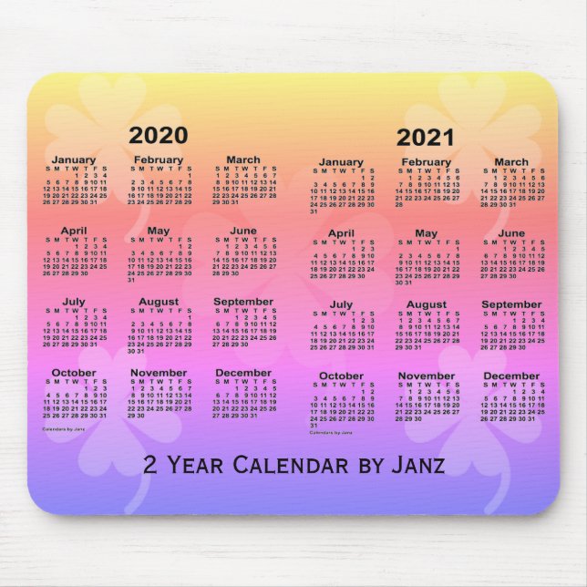 2020-2021 Rainbow Clovers 2 Year Calendar by Janz Mouse Pad (Front)