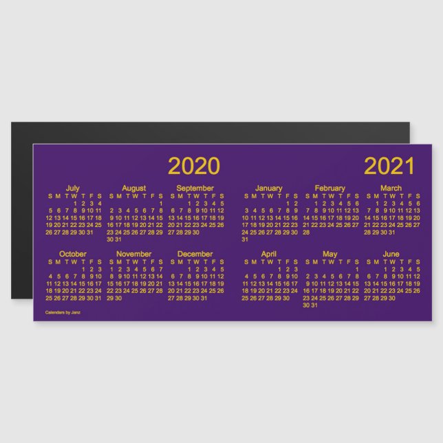 2020-2021 School Year Calendar by Janz Purple (Front/Back)