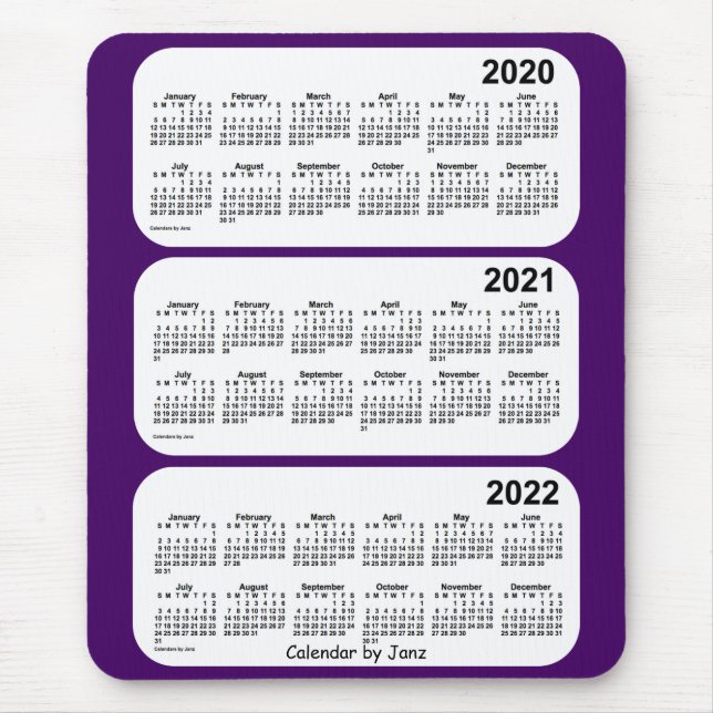2020-2022 Purple 3 Year Calendar by Janz Mouse Pad (Front)