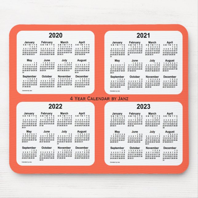 2020-2023 Tomato Red 4 Year Calendar by Janz Mouse Pad (Front)