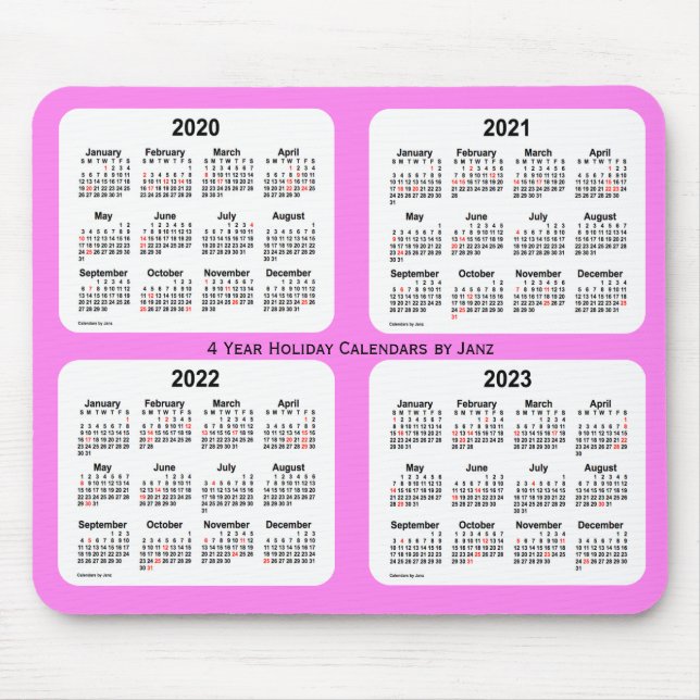 2020-2023 Violet 4 Year Holiday Calendar by Janz Mouse Pad (Front)