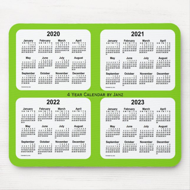 2020-2023 Yellow Green 4 Year Calendar by Janz Mouse Pad (Front)