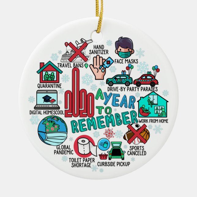 2020 A Year To Remember Highlights Christmas Tree Ceramic Ornament (Front)