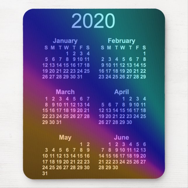 2020 Aurora 6 Month Calendar by Janz Mouse Pad (Front)
