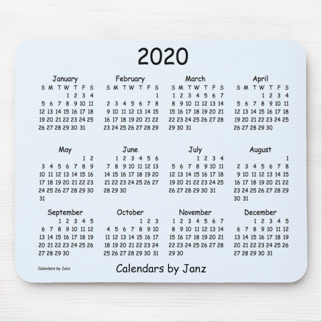 2020 Calendar by Janz Comic Sans Alice Blue Mouse Pad (Front)