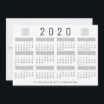 2020 Calendar Company Logo and Name Grey Holiday Card<br><div class="desc">CONTACT THE DESIGNER OR CURRENT YEARA DESIGN. Include your company logo and name on this useful 2020 calendar with your holiday greetings and customer appreciation message on the back. Add your staff signatures to the back for a more personal touch. CHANGES: The grey colour can be changed to coordinate with...</div>
