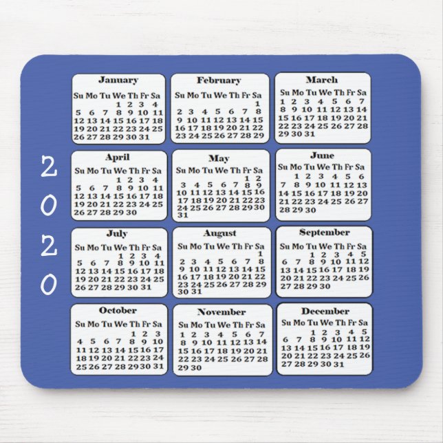 2020 Calendar Custom Colour Office Mouse Pad (Front)