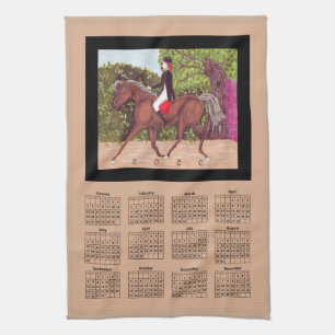 2020 calendar dressage horse art tea towel