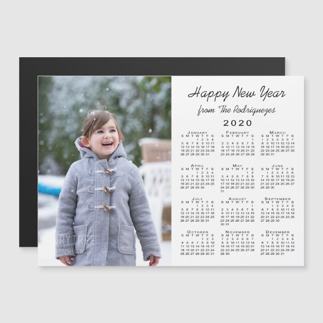 2020 Calendar Modern Photo Happy New Year (Front/Back)