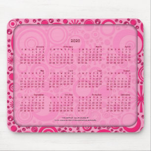 2020 Calendar Mousepad, Rounds 2 Tone Pink Mouse Pad