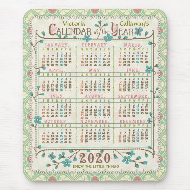 2020 Calendar (See Description for New Version) Mouse Pad (Front)