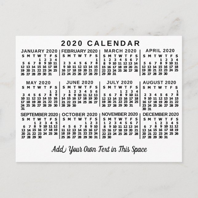 2020 Calendar (See Description for New Version) Postcard (Front)