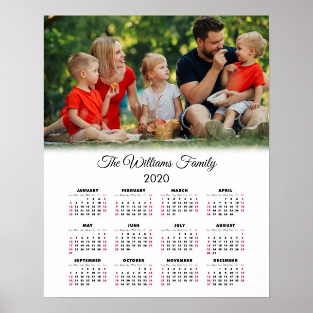 2020 Calendar Your Photo and Name Poster (Front)