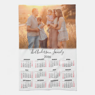 2020 Calendar Your Photo Family Name Tea Towel
