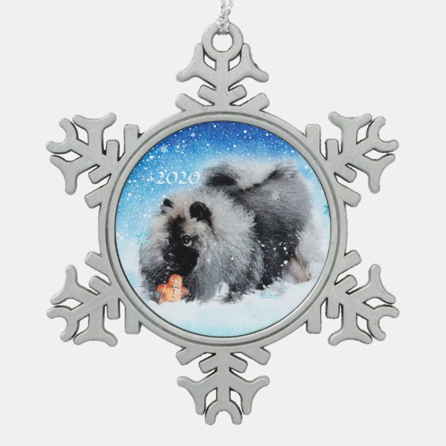 2020 Collectable Keeshond Pewter Ornament (Front)