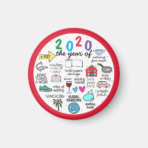 2020 COVID 19 quarantine illustration red circle Magnet