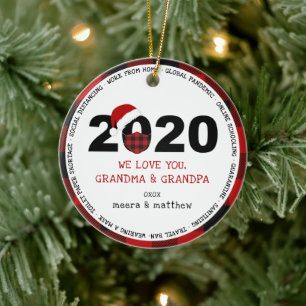 2020 COVID Grandparents Photo Ceramic Ornament