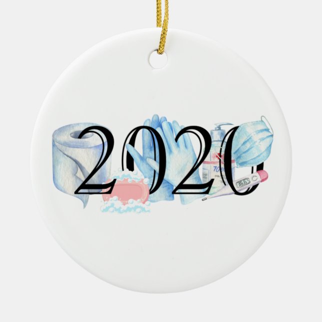 2020 Covid Quarantine Commemorative Christmas Ceramic Ornament (Front)