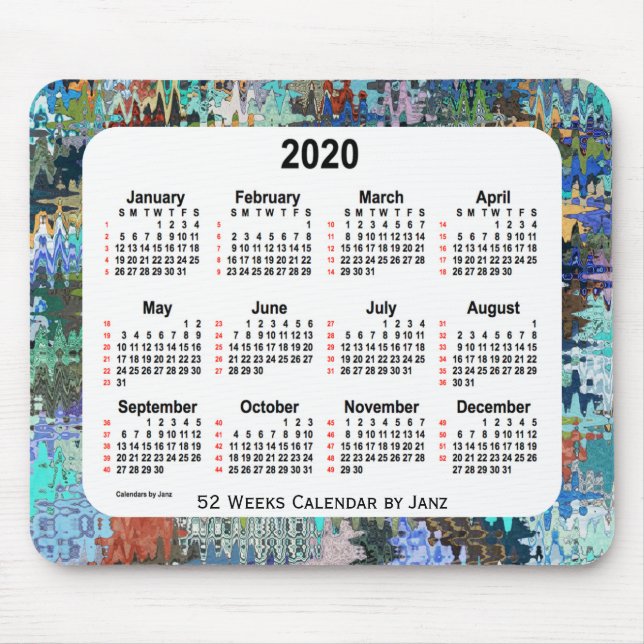 2020 Crazy Quilt 52 Weeks Calendar by Janz Mouse Pad (Front)
