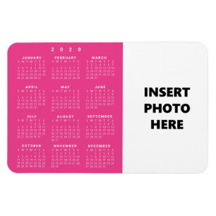 2020 Custom Photo   Hot Pink Magenta Calendar Magnet