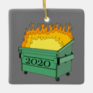 2020 Dumpster Fire Ceramic Ornament