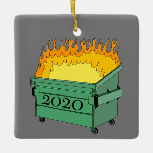 2020 Dumpster Fire Ceramic Ornament (Front)