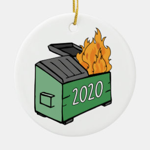 2020 Dumpster Fire Ceramic Ornament