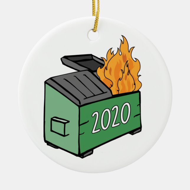 2020 Dumpster Fire Ceramic Ornament (Front)