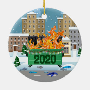2020 Dumpster fire Christmas Ceramic Ornament