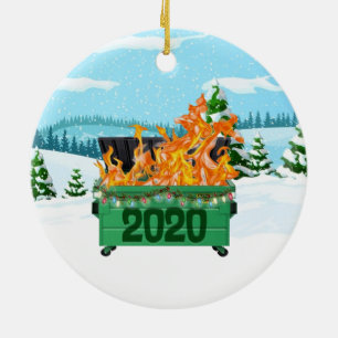 2020 Dumpster fire Christmas Ceramic Ornament