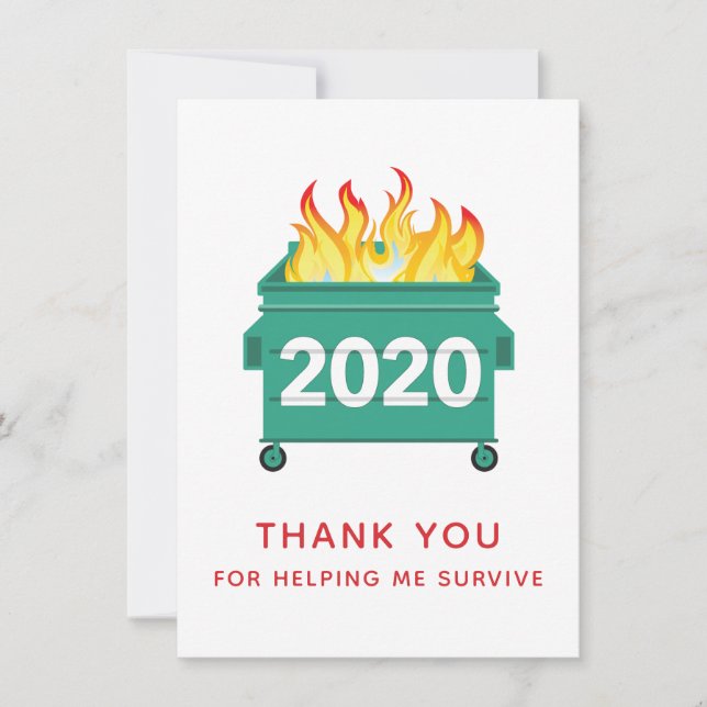 2020 Dumpster Fire Friendship Thank You Card (Front)