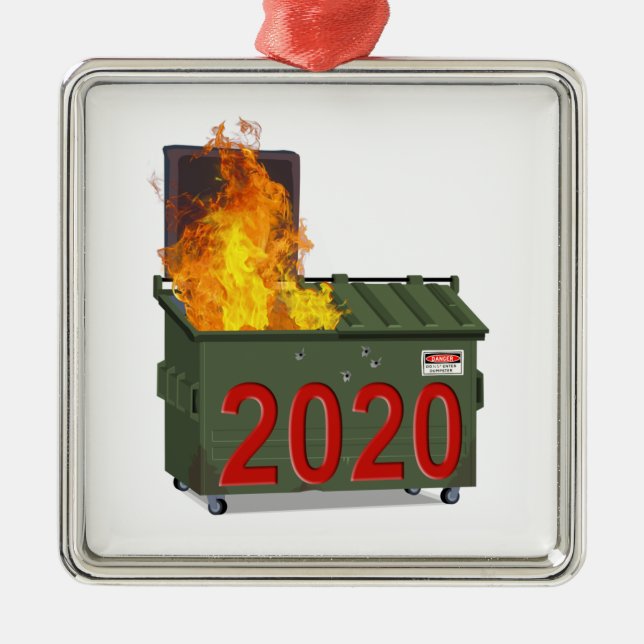2020 Dumpster Fire Metal Ornament (Front)