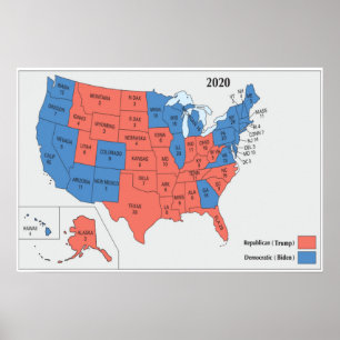 2020 Electoral College US Election Map Poster