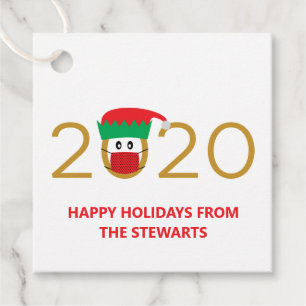 2020 Elf Wearing a Face Mask Holiday / Christmas Favour Tags
