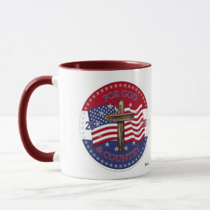 2020 For God and Country Cross And American Flag Mug