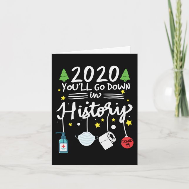 2020 Go Down in History | Toilet Paper and Mask Holiday Card (Front)