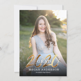 2020 Gold photo graduation announcement invitation