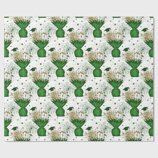 2020 Grad Centerpiece-Green-White-Gift Wrapping Wrapping Paper (Flat)