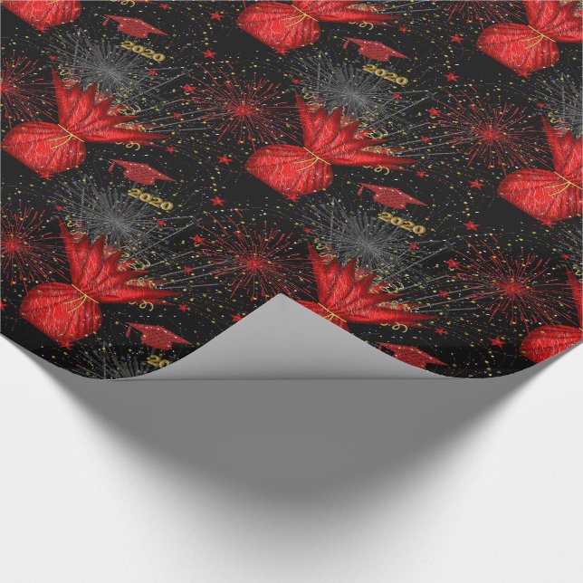 2020 Grad Centerpiece-Red-Black-GIFT WRAP PAPER (Corner)