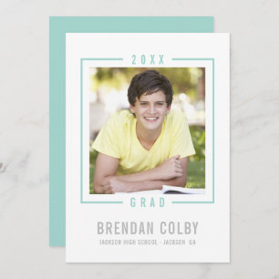 2020 GRAD INVITE photo frame modern mint green