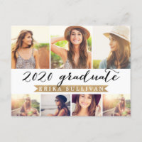 2020 Graduation Script Photo Collage Party White
