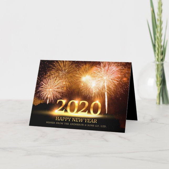 2020 Happy New Year Elegant Fireworks Greeting Card (Front)