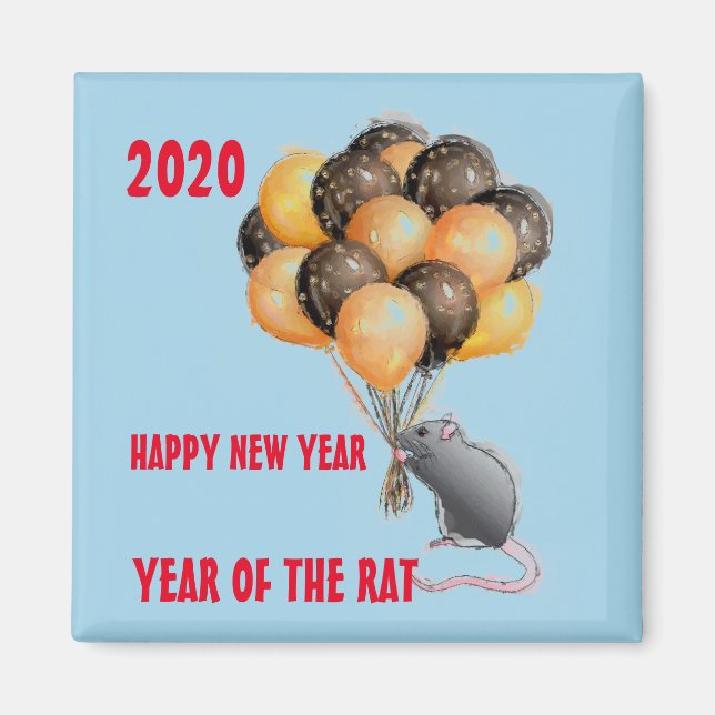 2020 HAPPY NEW YEAR OF THE RAT MAGNET (Front)