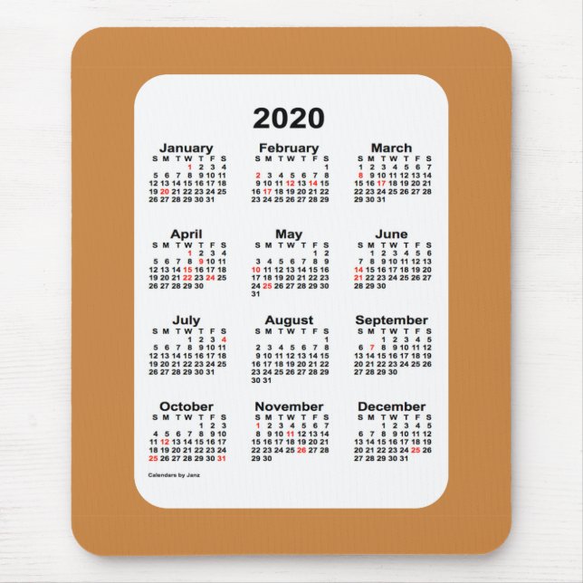 2020 Holiday Calendar by Janz Peru Gold Mouse Pad (Front)
