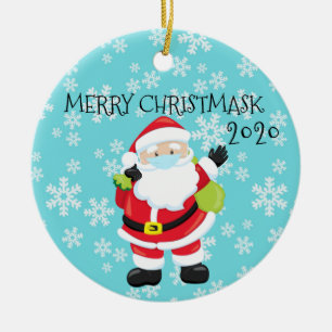 2020 Merry Christmask Santa Quarantine Ceramic Ornament