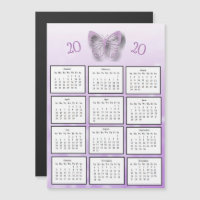 2020 Mini Calendar Purple Butterfly