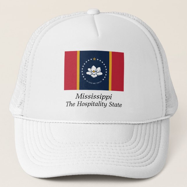 2020 Mississippi Hospitality State Magnolia Flag Trucker Hat (Front)