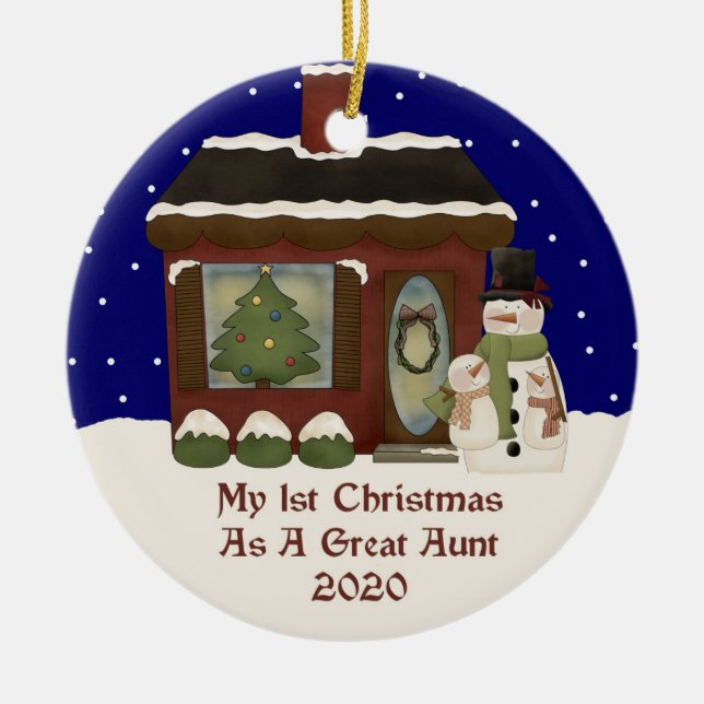 2020 My 1st Christmas As A Great Aunt Ceramic Ornament (Front)